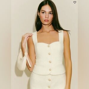 Reformation Amora Top, Cream, Size 6